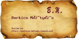 Berkics Mátyás névjegykártya